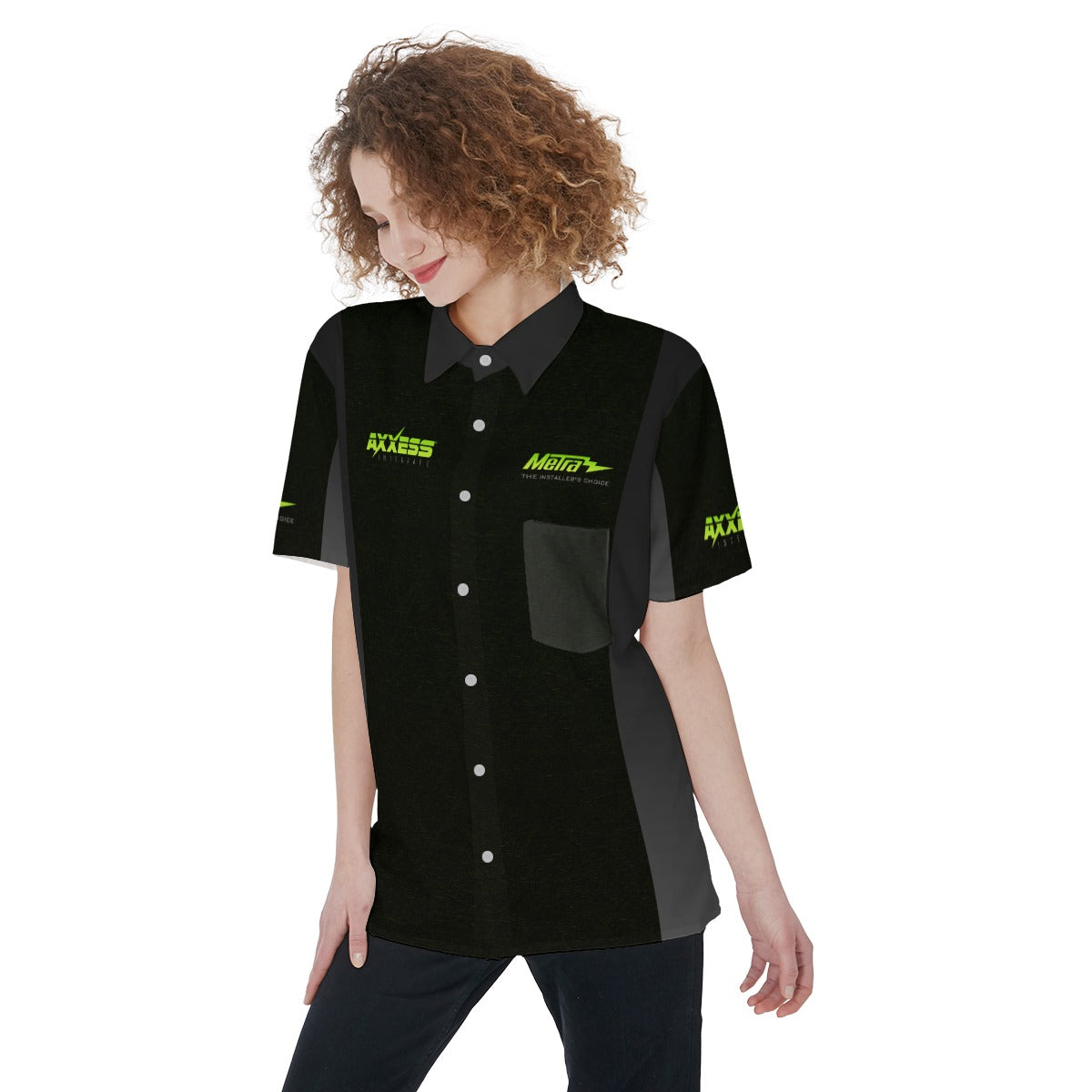 Axxess-Women's Short Sleeve Shirt With Pocket
