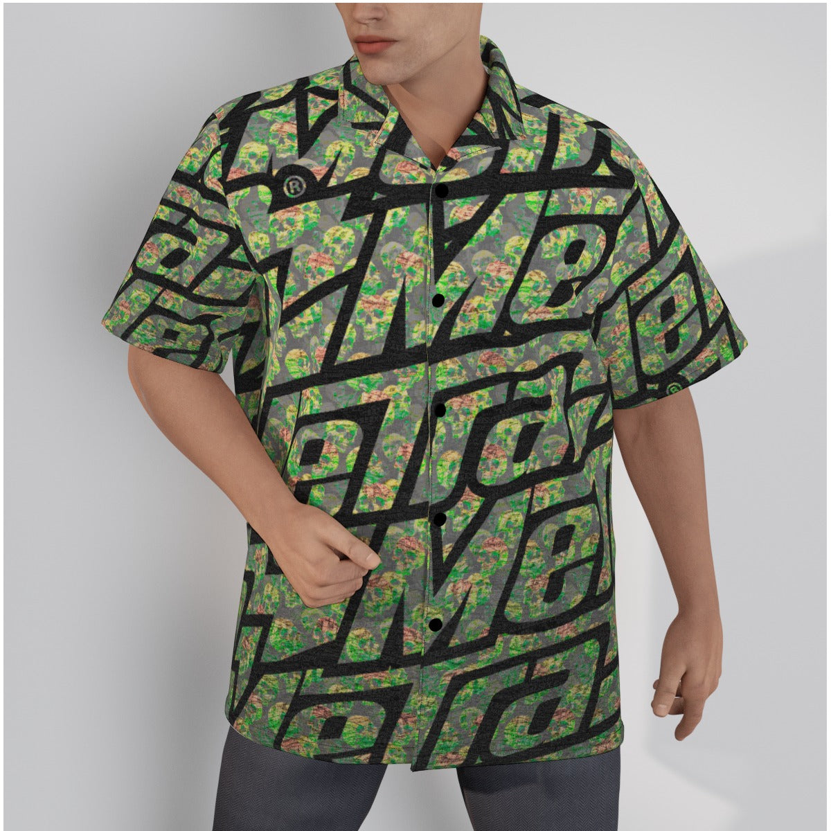 Metra Skulls-All-Over Print Men's Hawaiian Shirt