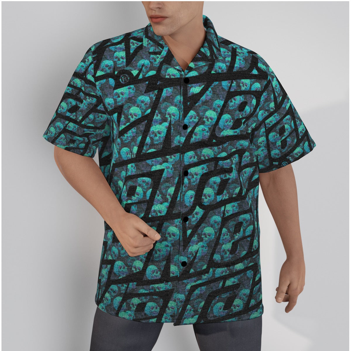 Metra Skulls-All-Over Print Men's Hawaiian Shirt
