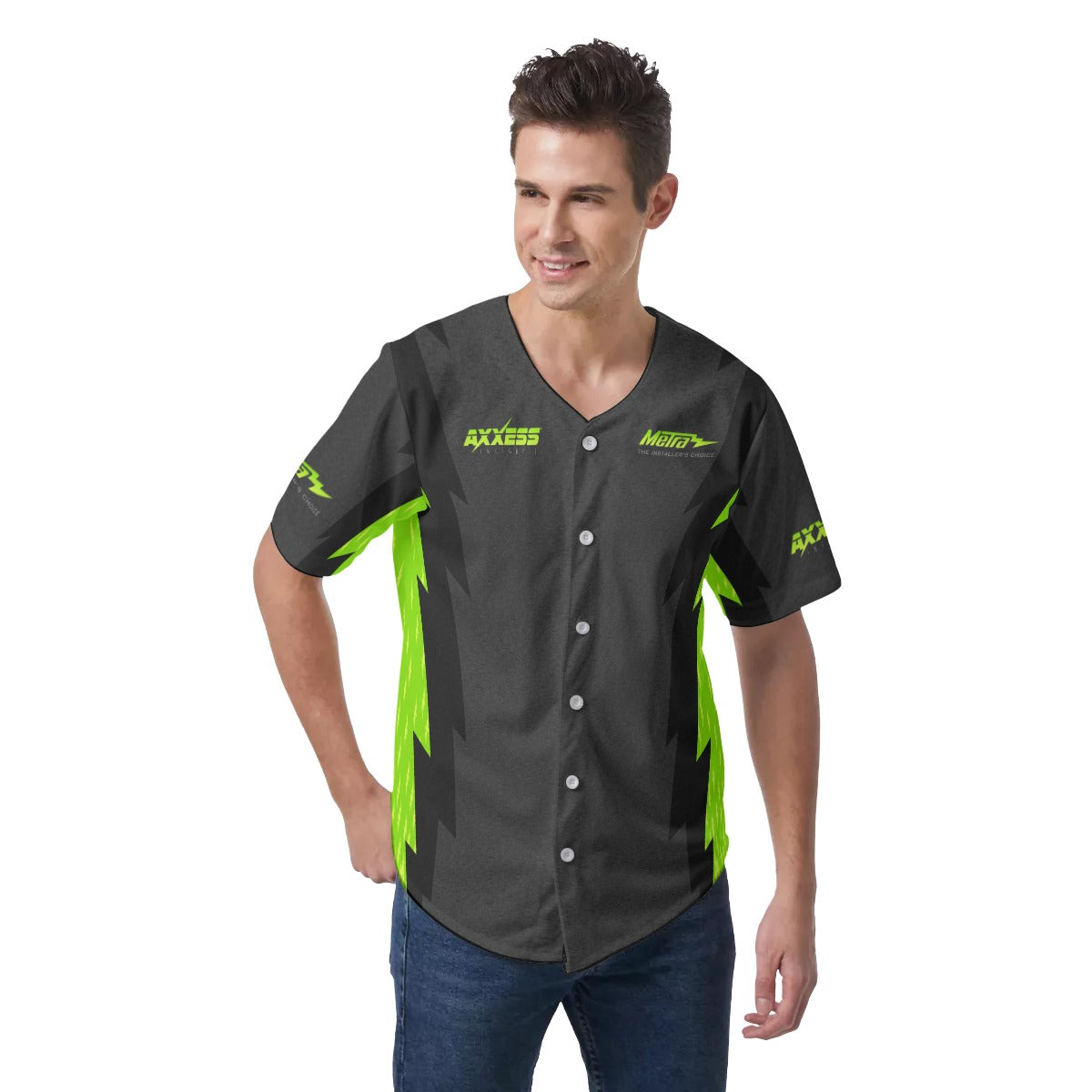Axxess-Men's Short Sleeve Baseball Jersey