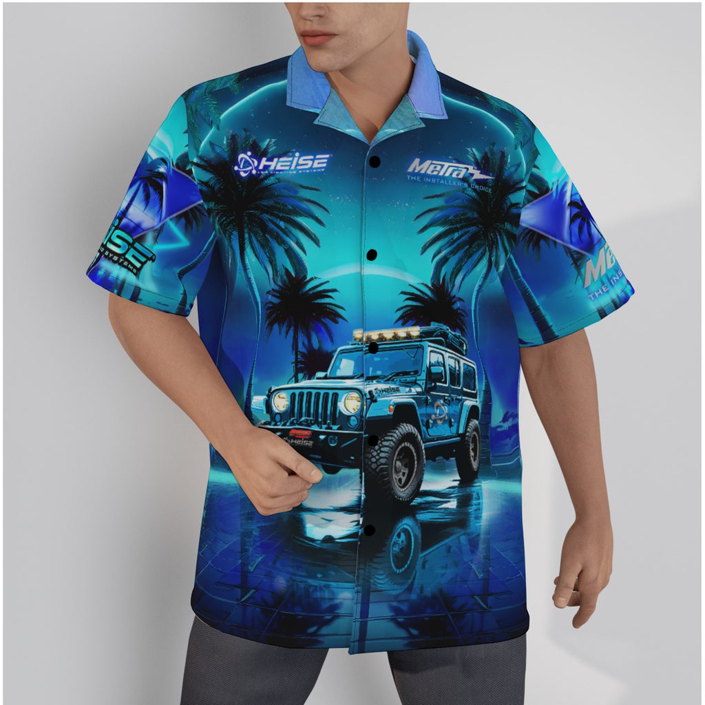 Jeep 24 Blue-All-Over Print Men's Hawaiian Shirt With Button Closure