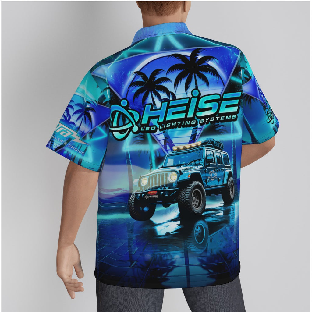 Jeep 24 Blue-All-Over Print Men's Hawaiian Shirt With Button Closure