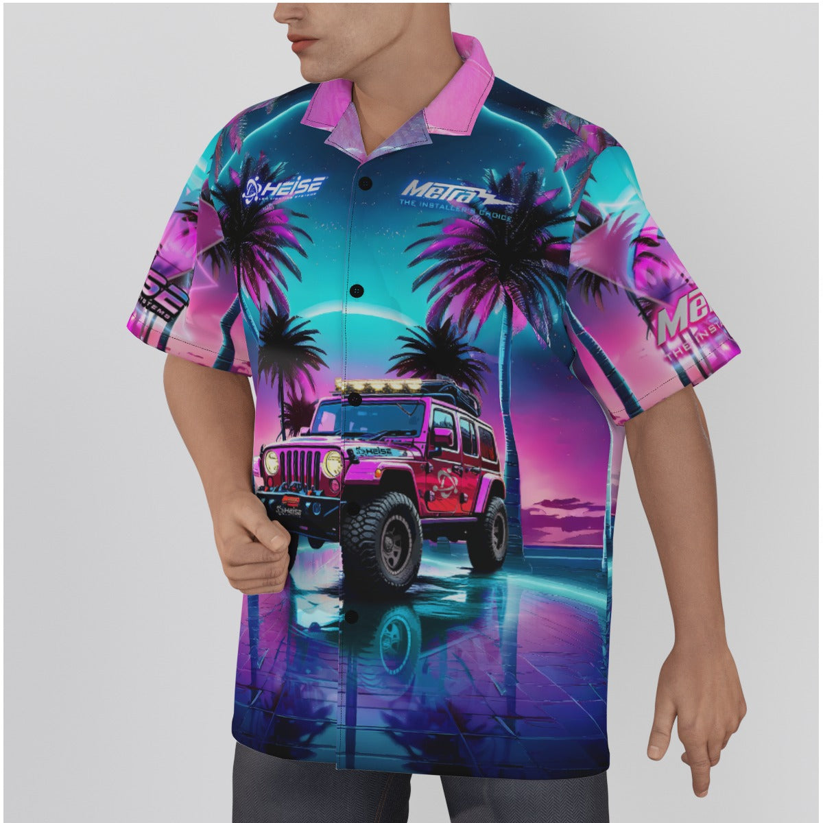 Jeep 24-All-Over Print Men's Hawaiian Shirt With Button Closure