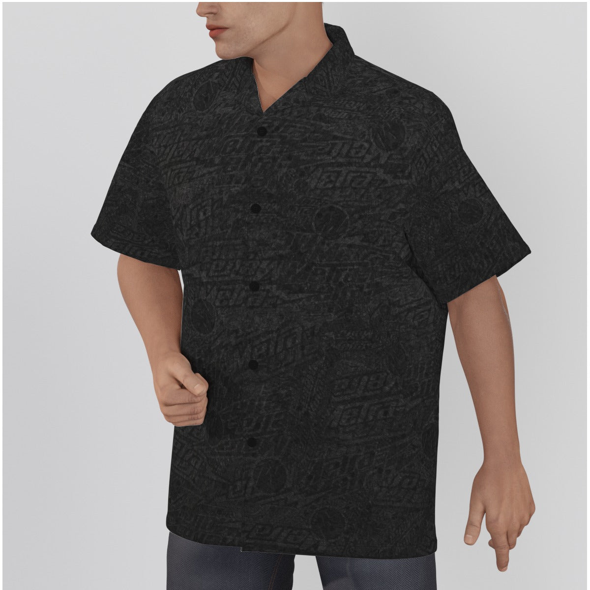 METRA BLACK-All-Over Print Men's Hawaiian Shirt