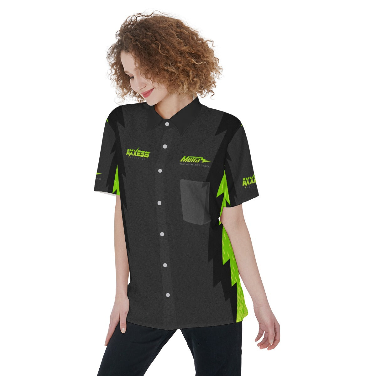 Axxess-Women's Short Sleeve Shirt With Pocket
