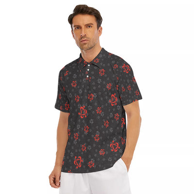 All-Over Print Men's Short Sleeve Polo Shirt With Button Closure