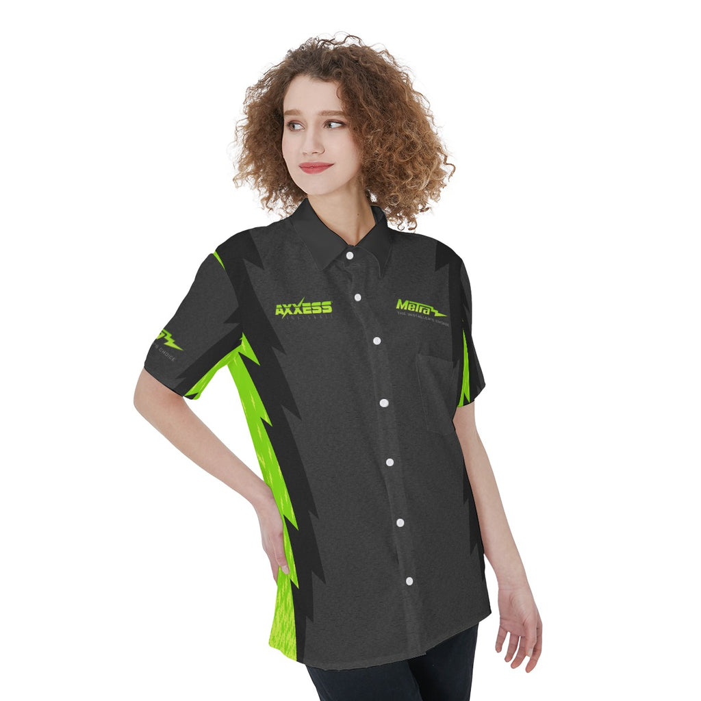 Axxess-Women's Short Sleeve Shirt With Pocket