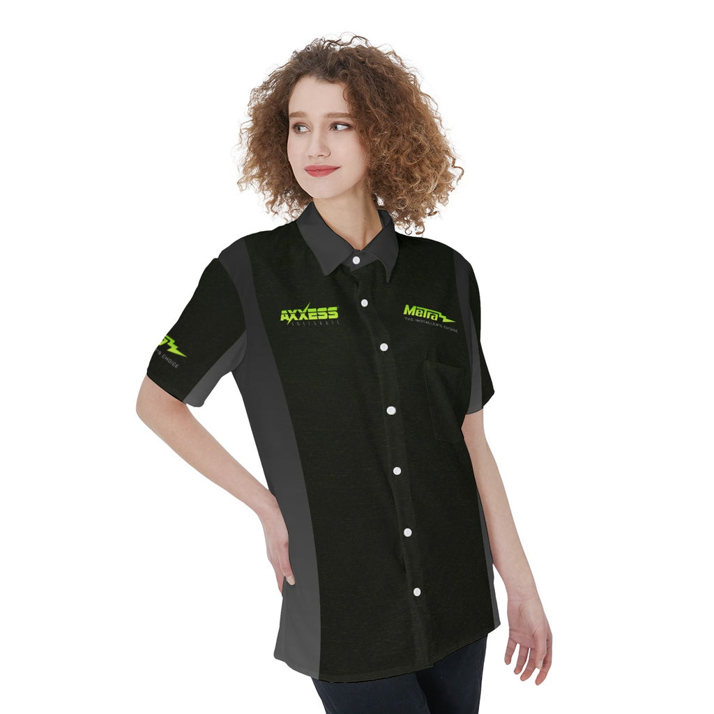 Axxess-Women's Short Sleeve Shirt With Pocket