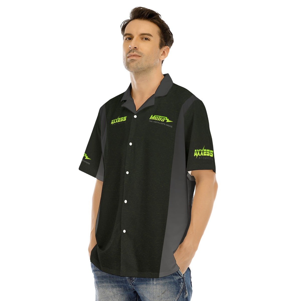 Axxess-Men's Hawaiian Shirt With Button Closure