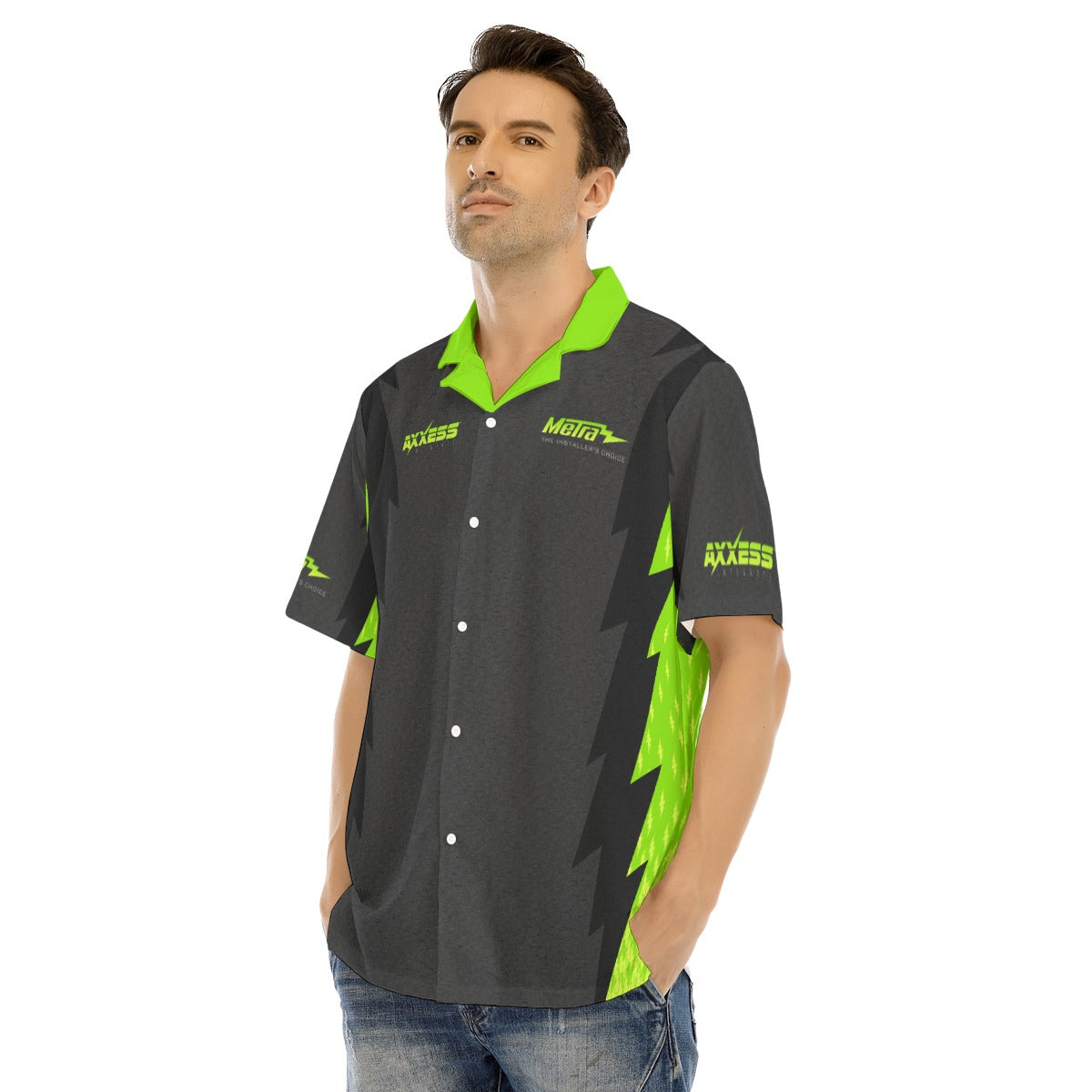 Axxess-Men's Hawaiian Shirt With Button Closure