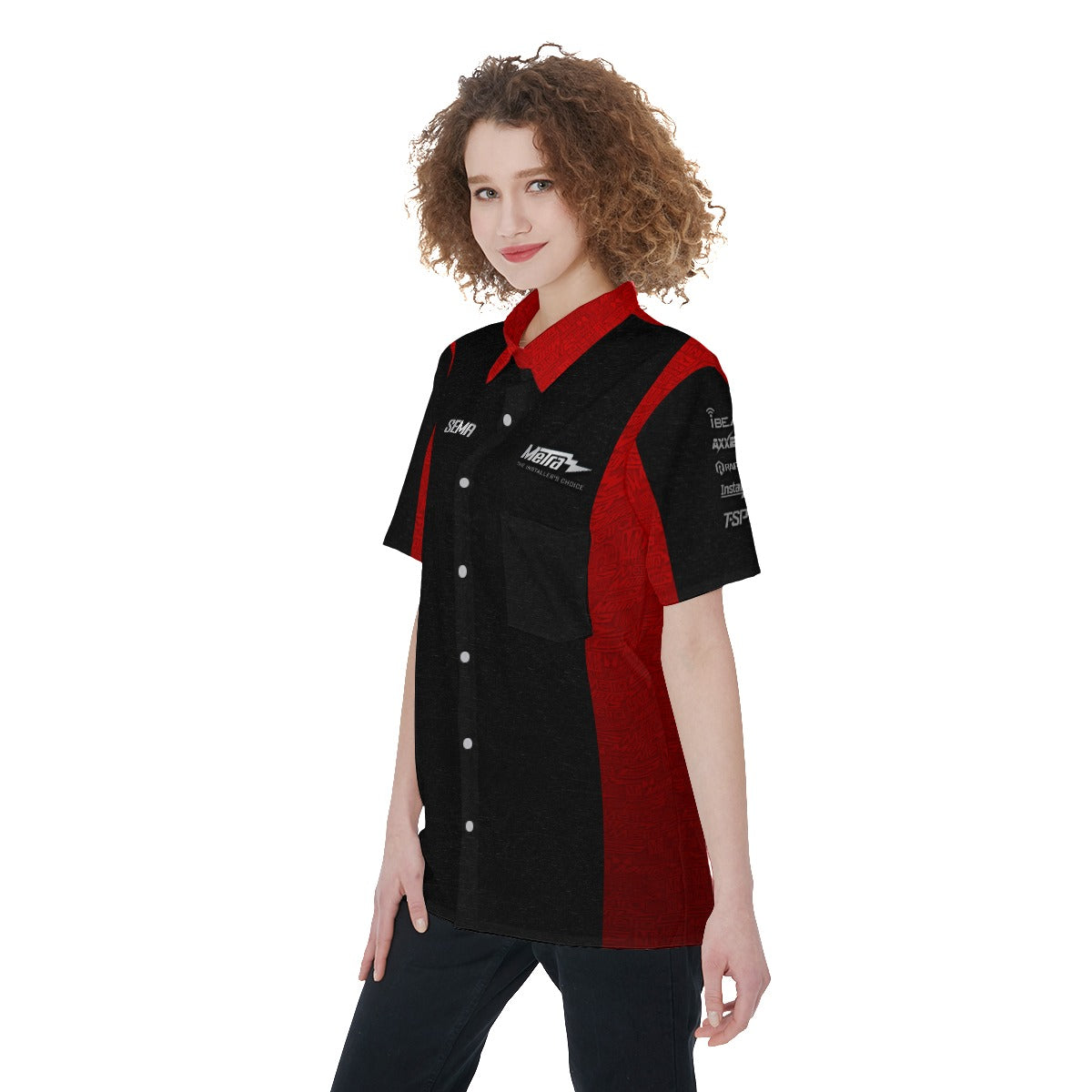 Metra SEMA-All-Over Print Women's Short Sleeve Shirt With Pocket