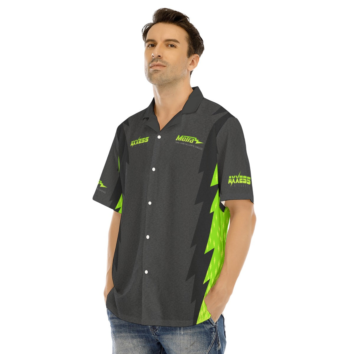 Axxess-Men's Hawaiian Shirt With Button Closure