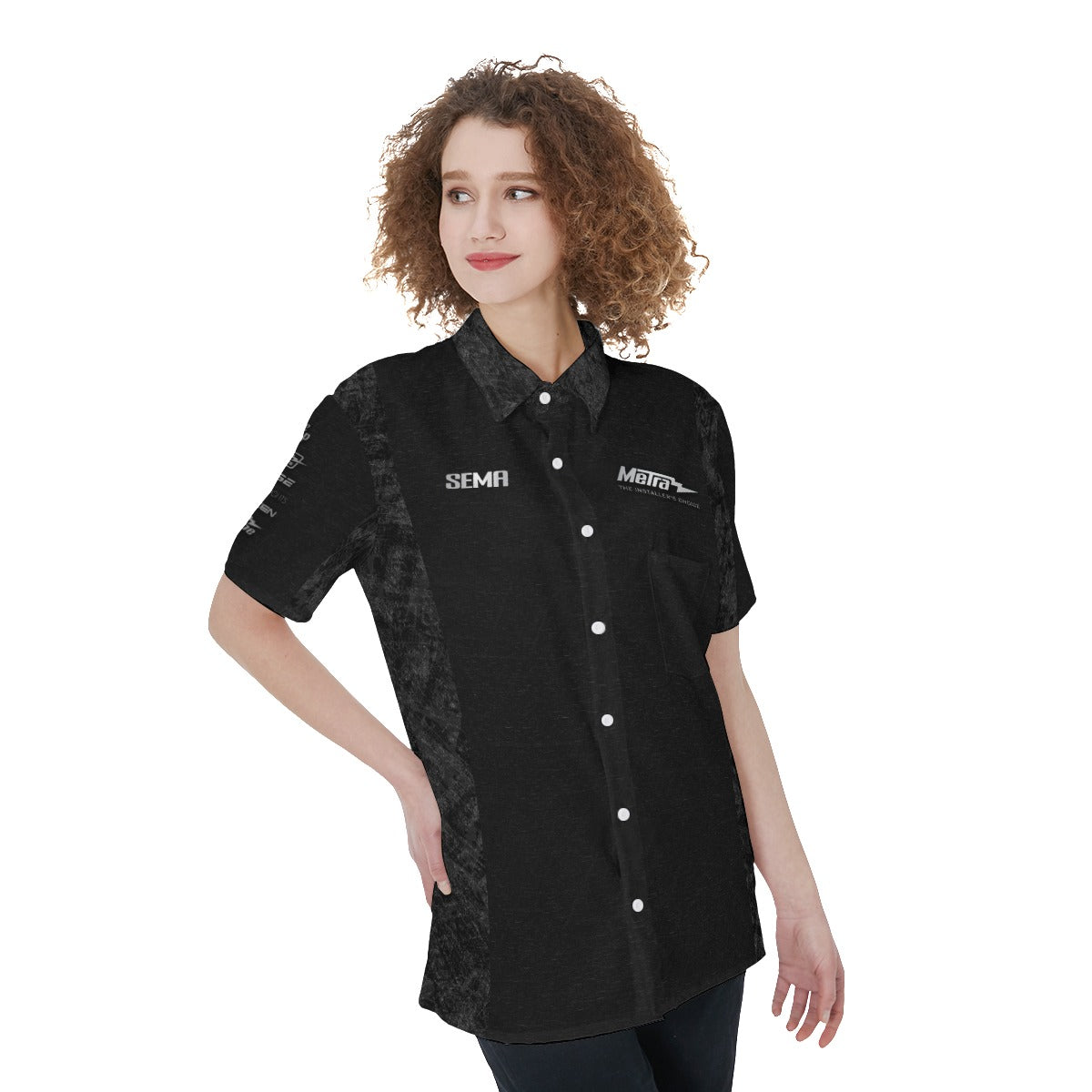 Metra SEMA-All-Over Print Women's Short Sleeve Shirt With Pocket