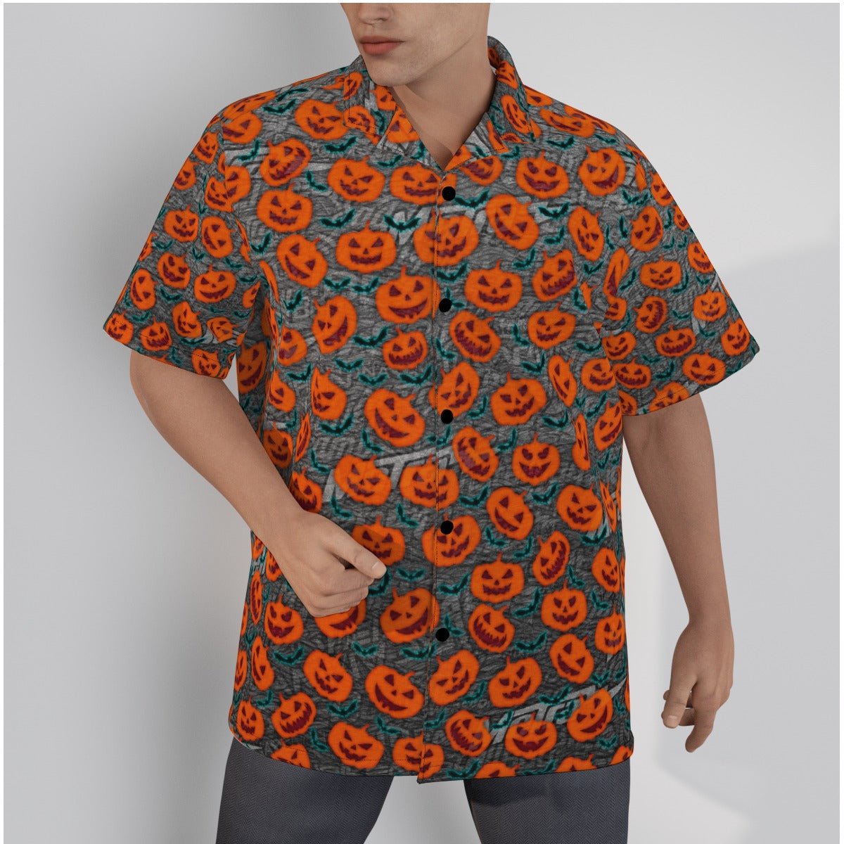 Metra Pumpkins-All-Over Print Men's Hawaiian Shirt