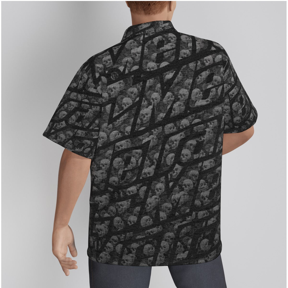 Metra Skulls-All-Over Print Men's Hawaiian Shirt