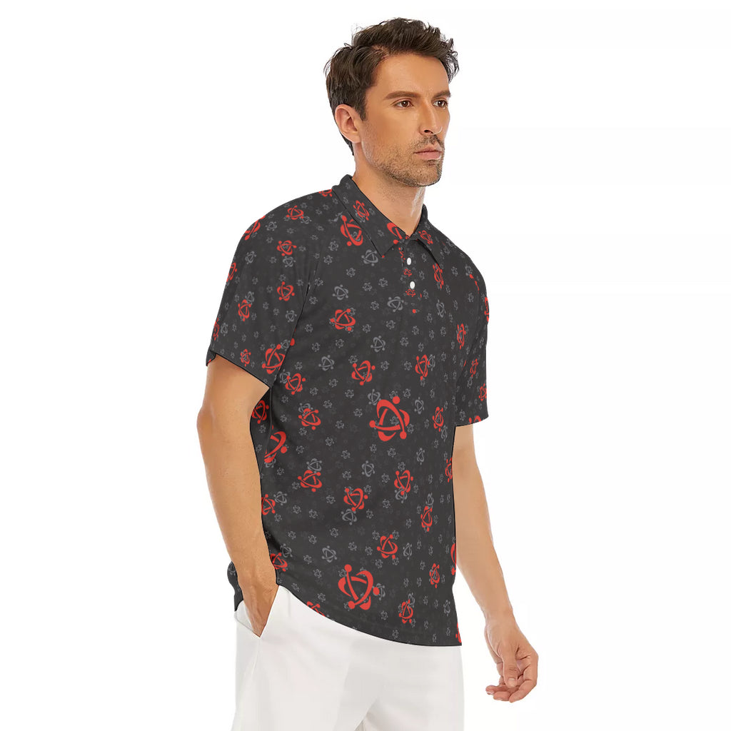 All-Over Print Men's Short Sleeve Polo Shirt With Button Closure