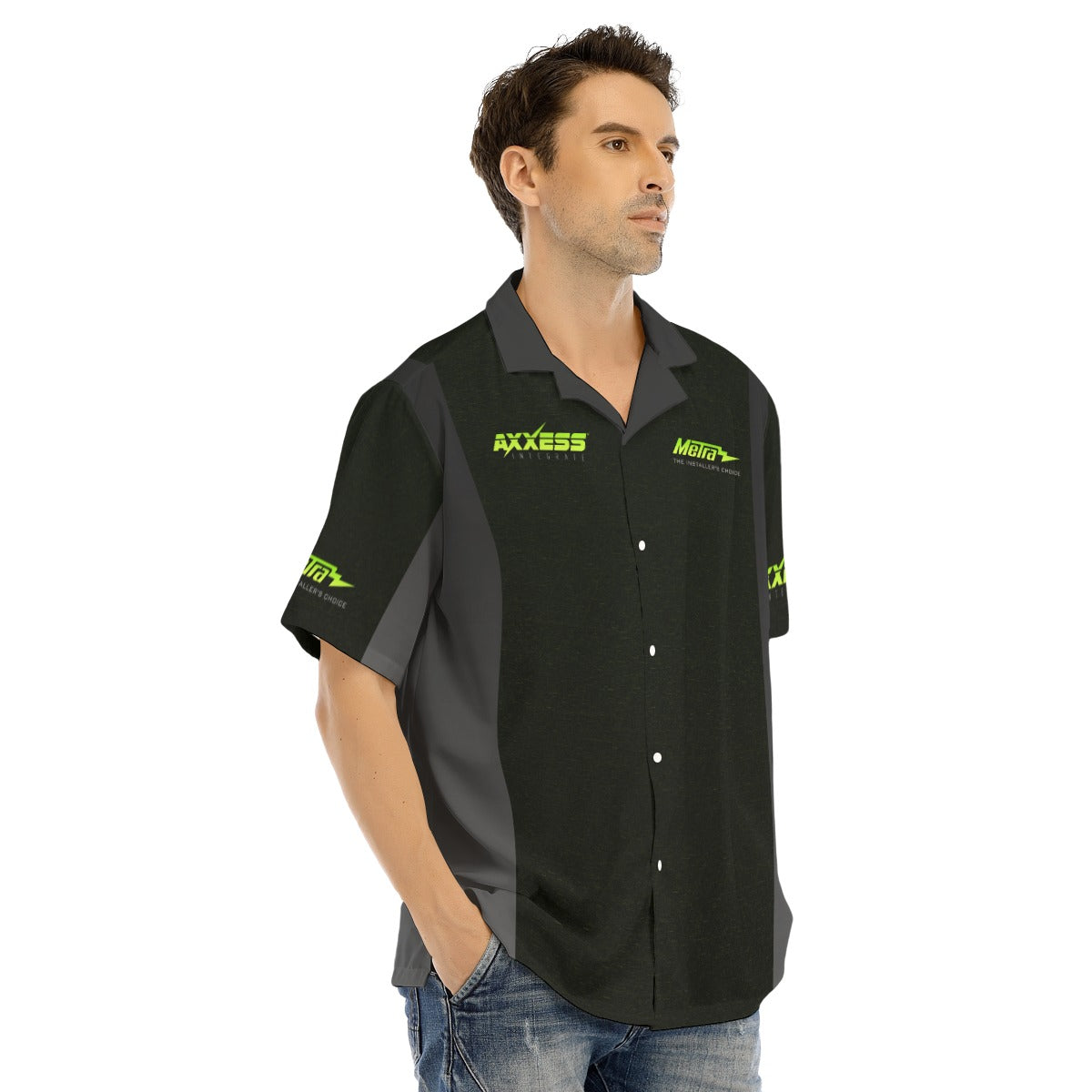 Axxess-Men's Hawaiian Shirt With Button Closure