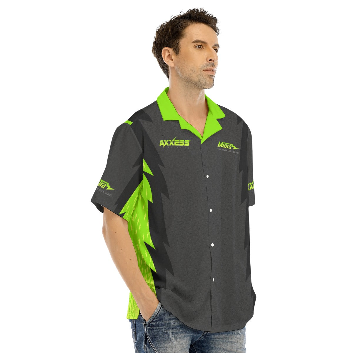 Axxess-Men's Hawaiian Shirt With Button Closure