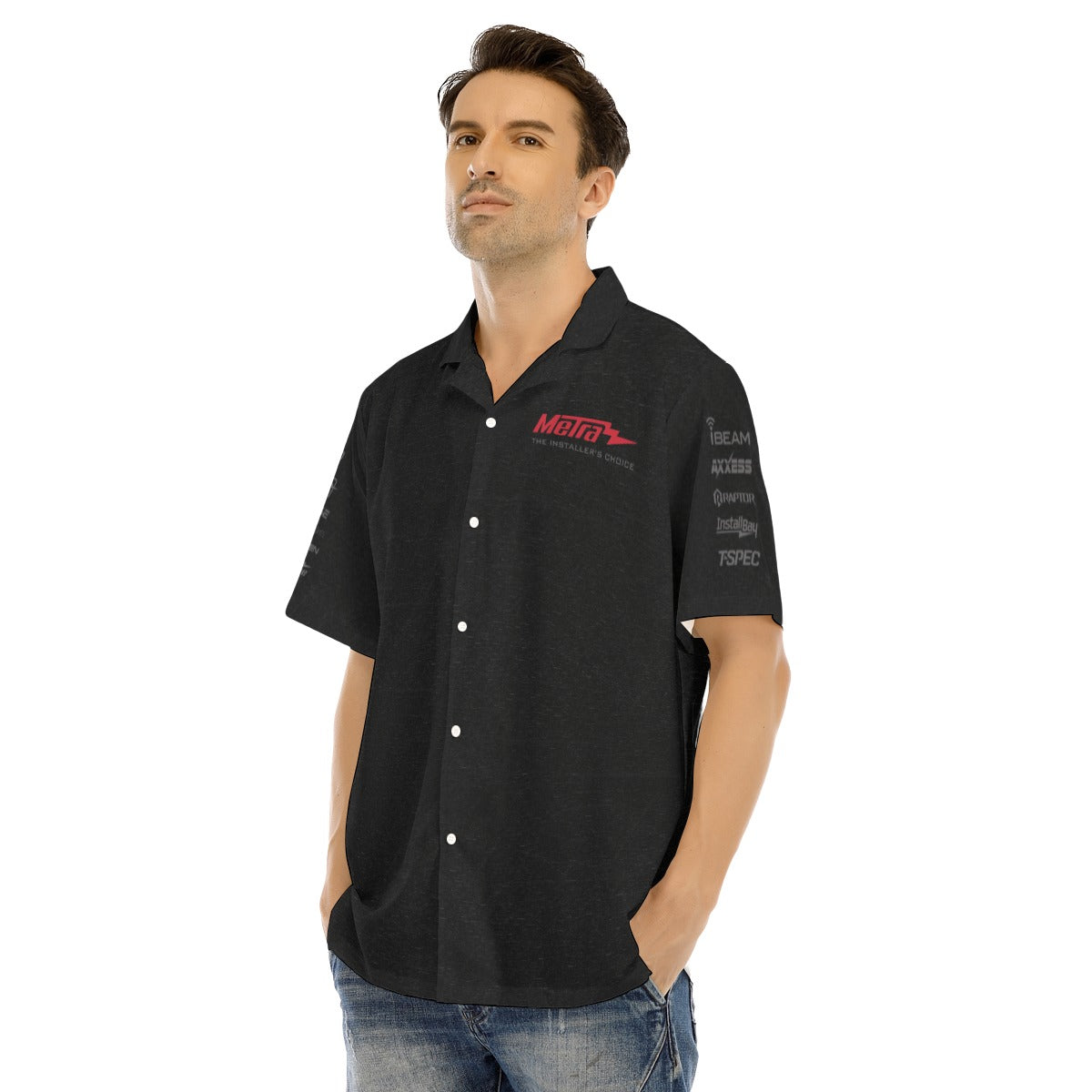 Metra 75 logos-Hawaiian Shirt With Button Closure