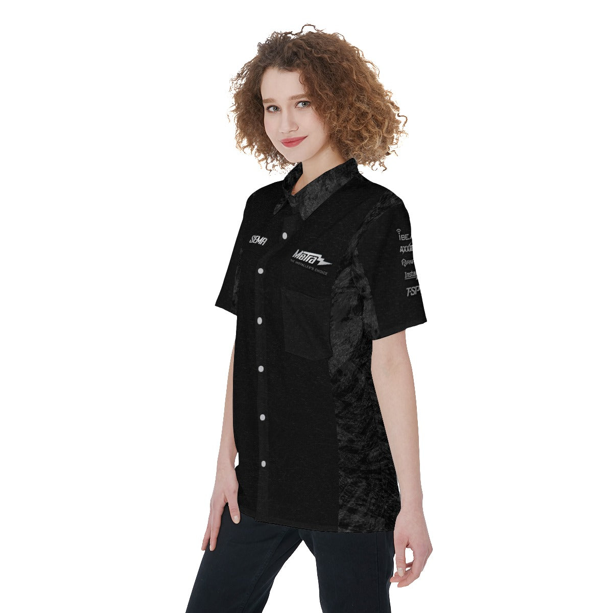 Metra SEMA-All-Over Print Women's Short Sleeve Shirt With Pocket
