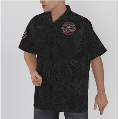 Saddle Tramp-All-Over Print Men's Hawaiian Shirt With Button Closure