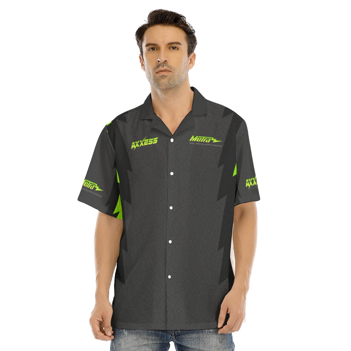 Axxess-Men's Hawaiian Shirt With Button Closure