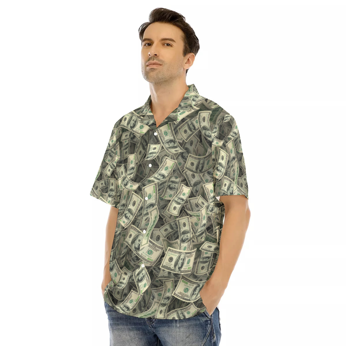 Money-All Over Hawaiian Button Down