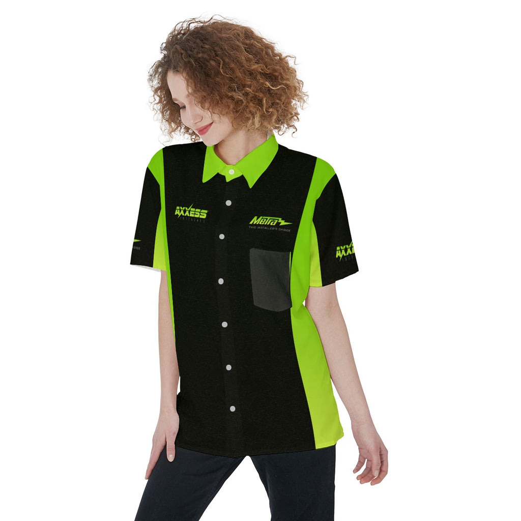 Axxess-Women's Short Sleeve Shirt With Pocket