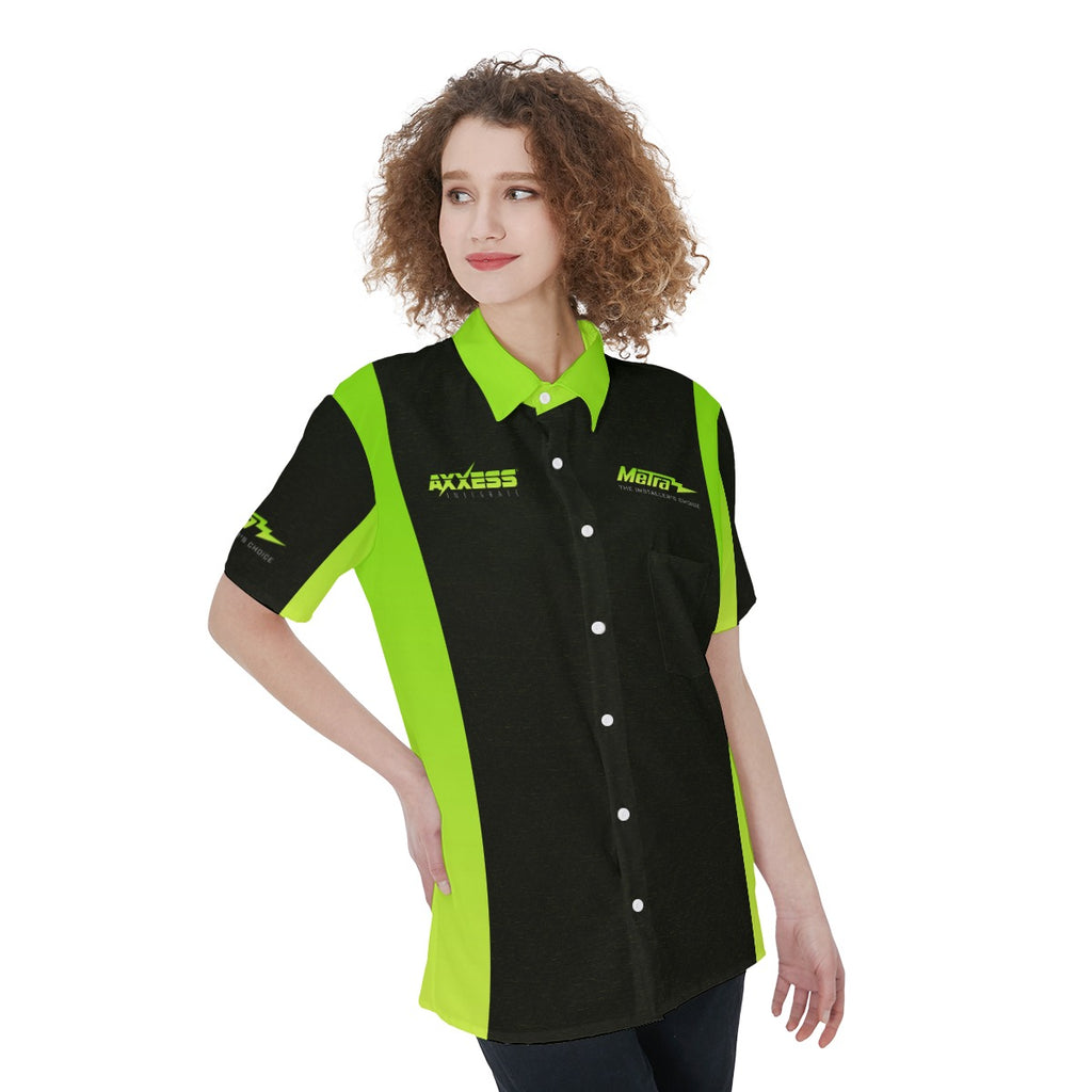 Axxess-Women's Short Sleeve Shirt With Pocket