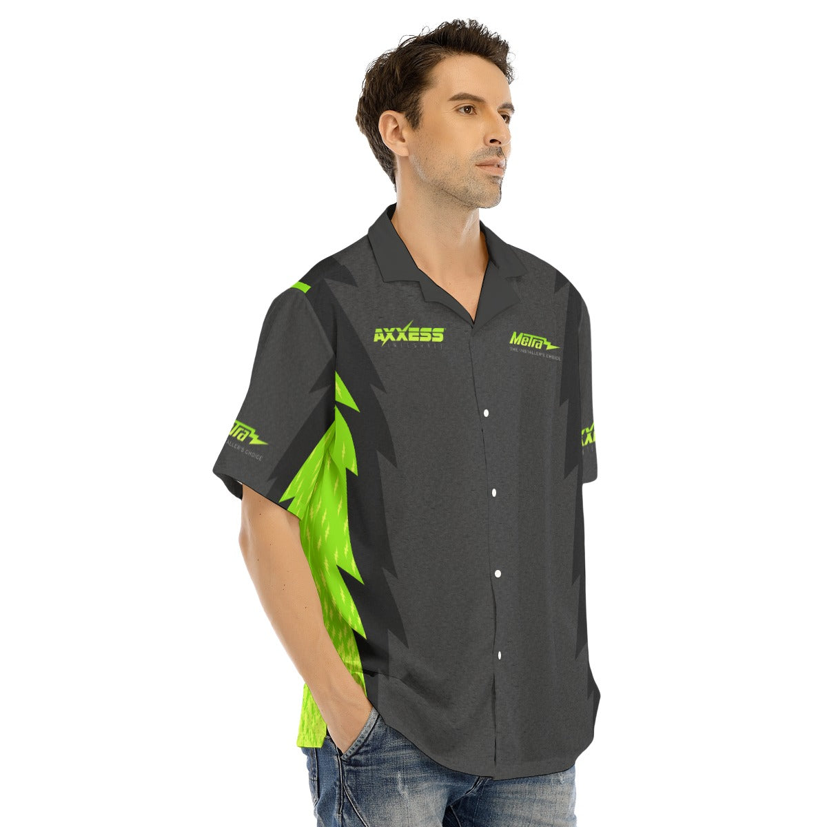 Axxess-Men's Hawaiian Shirt With Button Closure