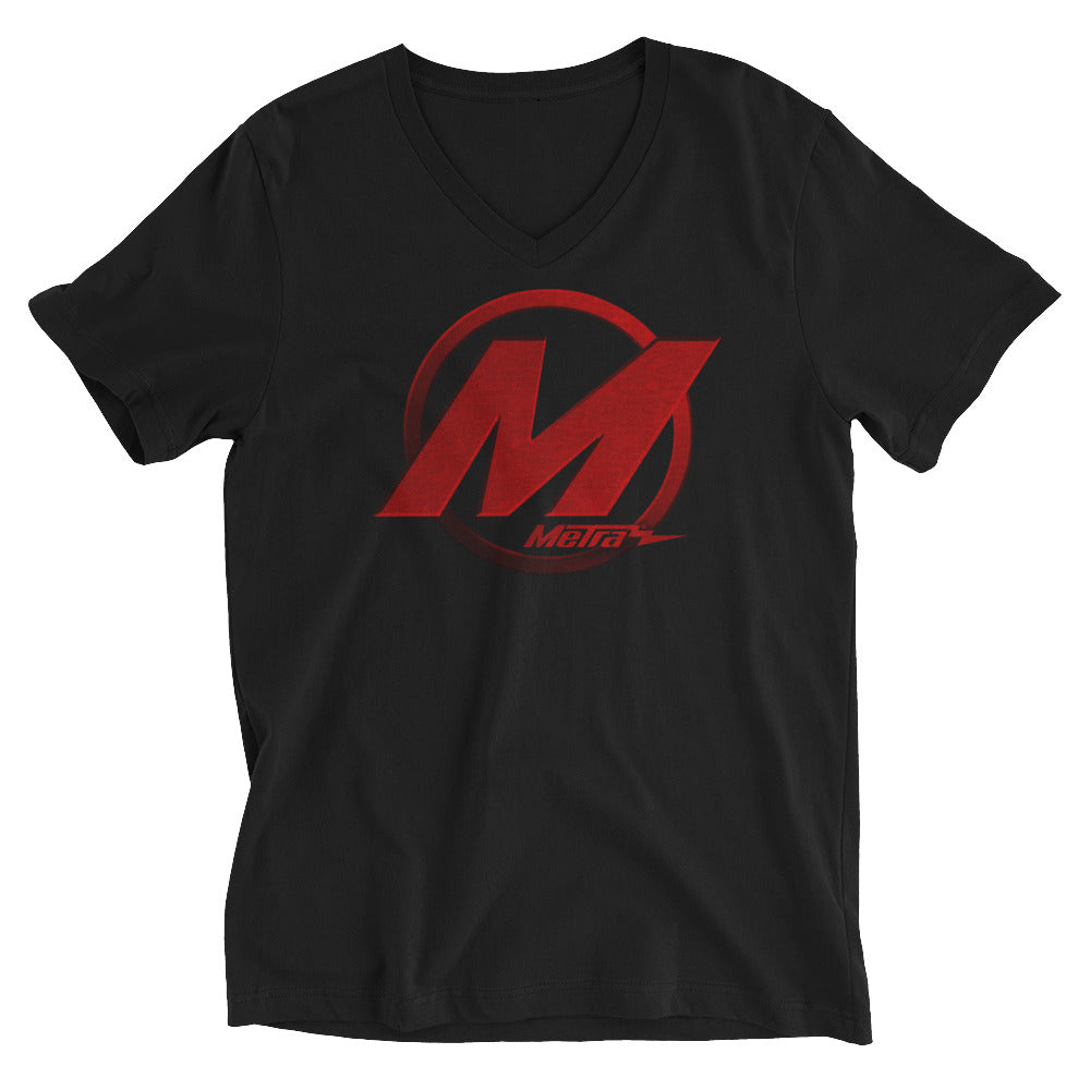 Metra M's Red-Unisex Short Sleeve V-Neck T-Shirt
