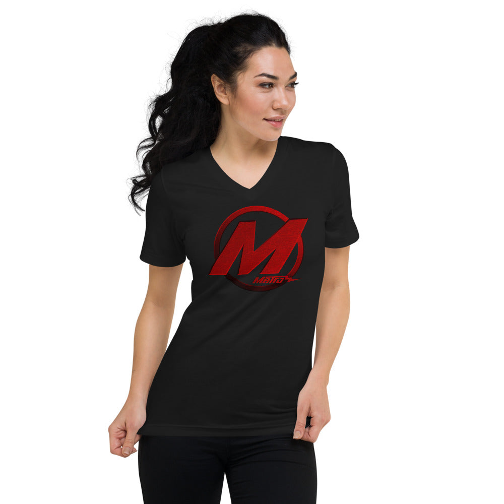 Metra M's Red-Unisex Short Sleeve V-Neck T-Shirt