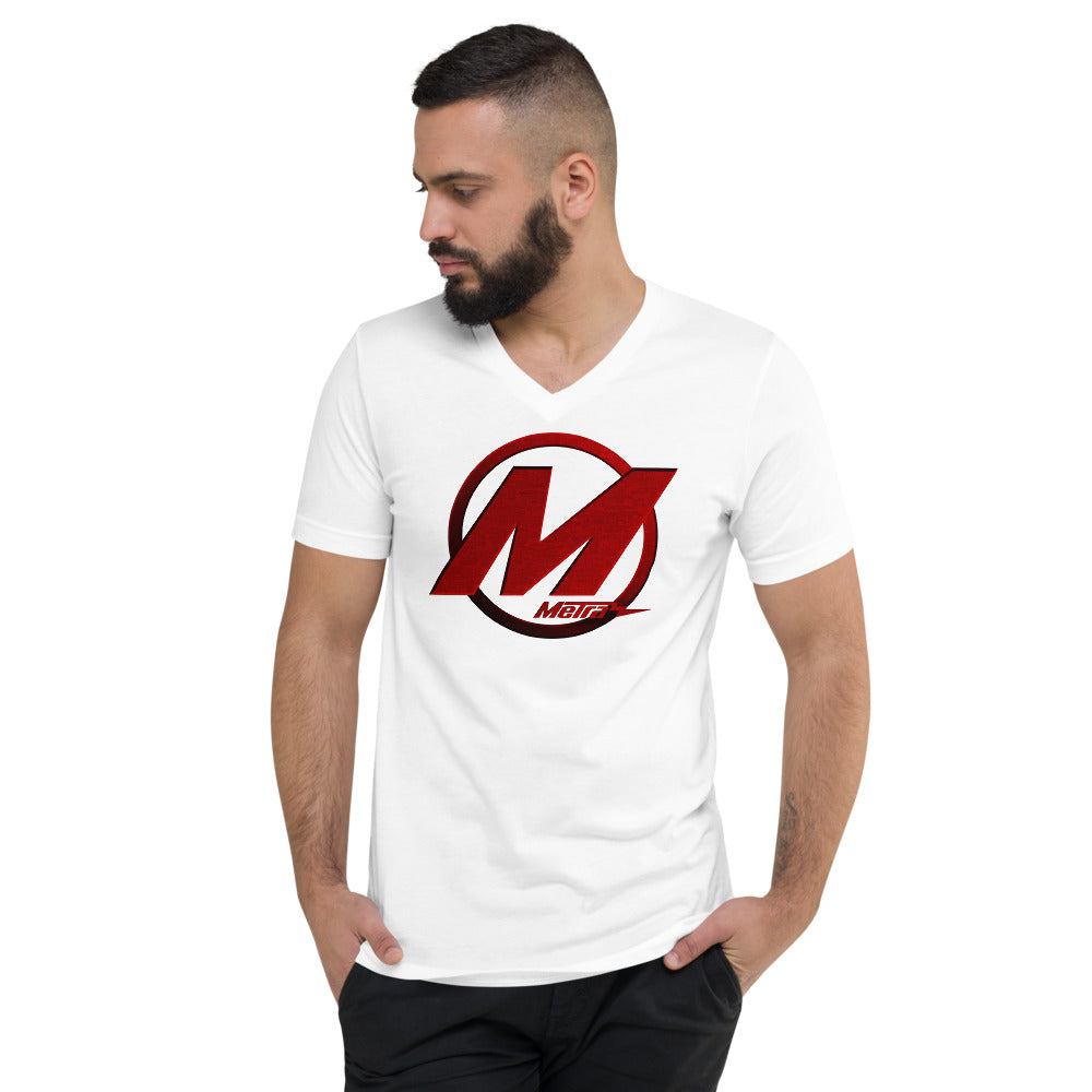 Metra M's Red-Unisex Short Sleeve V-Neck T-Shirt