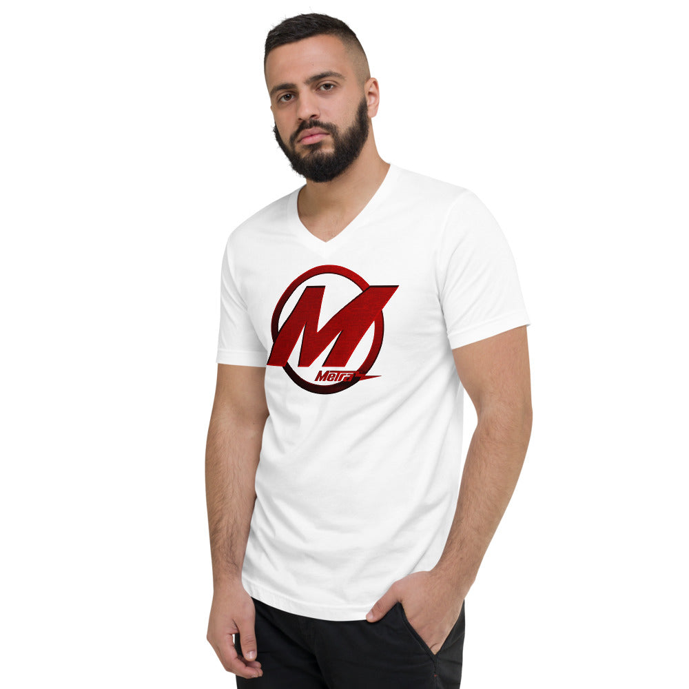 Metra M's Red-Unisex Short Sleeve V-Neck T-Shirt