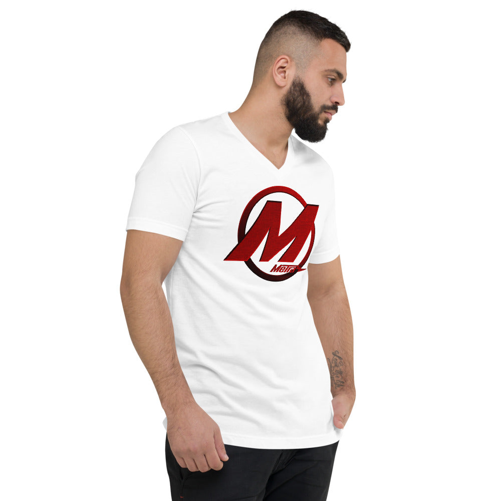 Metra M's Red-Unisex Short Sleeve V-Neck T-Shirt
